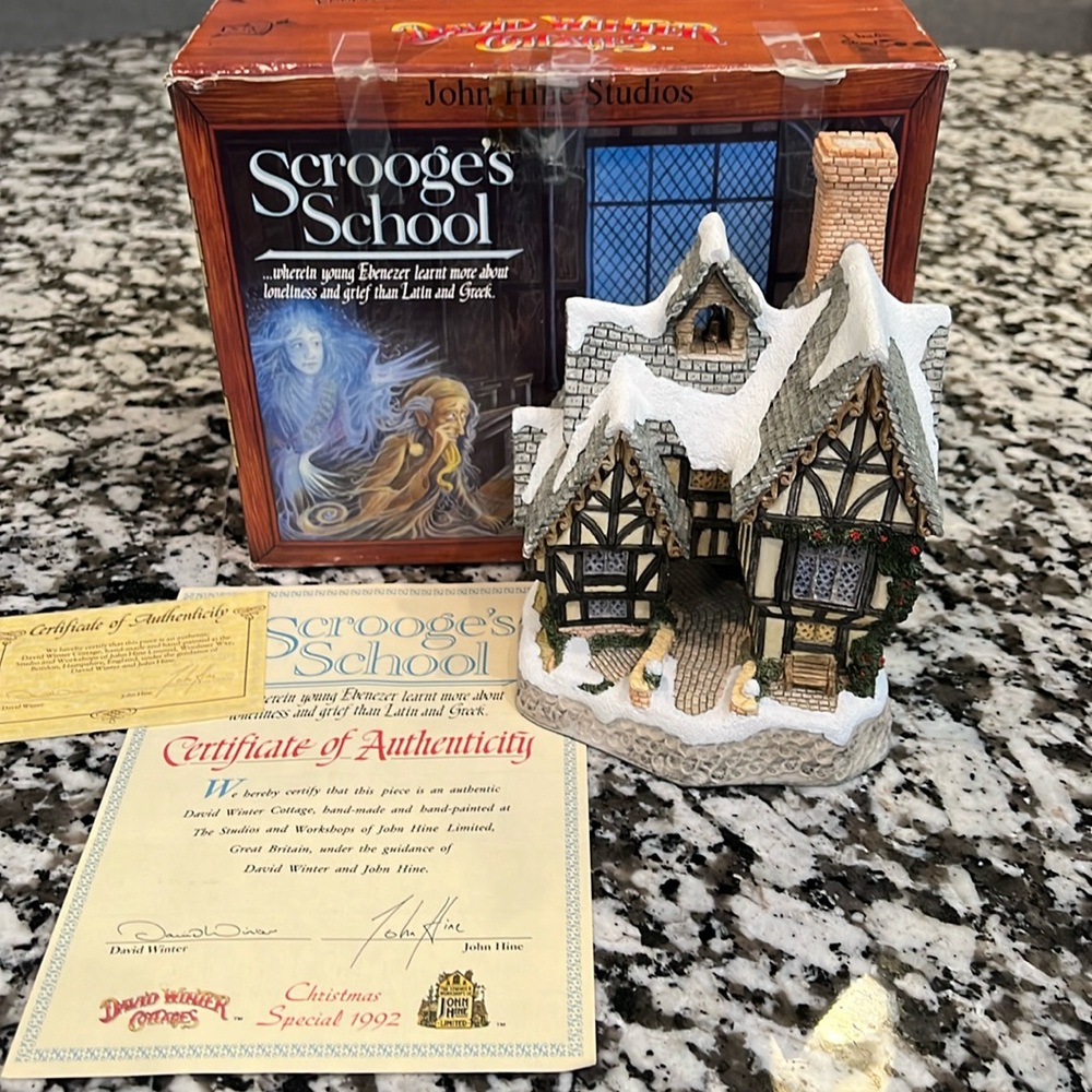 David Winter Cottages Scrooge’s School SIGNED!